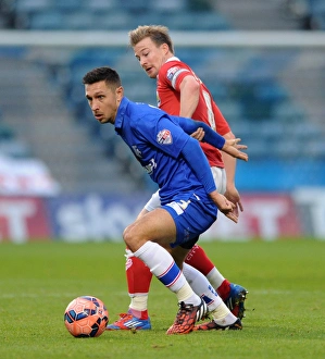 Gillingham V Bristol City Prints: Wade Elliott vs Joe Martin: Intense Battle at Priestfield Stadium during Gillingham vs Bristol City FA Cup Match