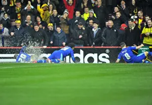 Bristol City V Watford (Postponed) Prints: Watford Players Slide into Cheering Fans as Bristol City vs. Watford Match is Postponed