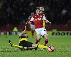 Watford V Bristol City Replay Prints: Watford vs. Bristol City: Joe Bryan Tackled by Gabriele Angella in FA Cup Third Round Replay