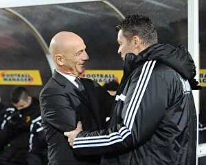 Images Dated 14th January 2014: Watford vs. Bristol City: Managerial Banter Before FA Cup Replay