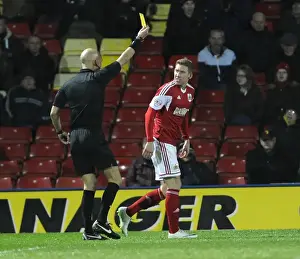 Framed Print : Watford vs. Bristol City: Scott Wagstaff Receives Yellow Card in FA Cup Replay