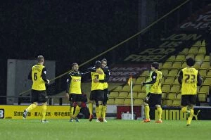 Images Dated 14th January 2014: Watford's Lewis McGugan Celebrates Goal in FA Cup Replay Against Bristol City