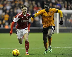 Wolves V Bristol City Prints: Wes Burns vs Bakary Sako: Intense Battle at Molineux Stadium - Wolves vs Bristol City
