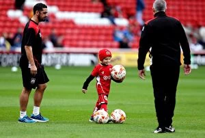 Images Dated 29th October 2016: Young Bristol City Fan Invited onto Oakwell Pitch to Help Collect Footballs for Warm-Up