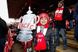Fans Collection: Young Fan with Cardboard FA Cup at Bristol City vs West Ham United, FA Cup Fourth Round (Fans)