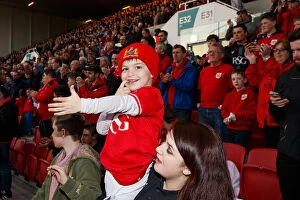 Images Dated 19th April 2016: Young Fan's Excitement at Bristol City vs Derby County, Sky Bet Championship Match, 2016