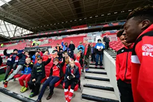 Young Fans Meet Tammy Abraham and Bobby Reid of Bristol City During Match against Ipswich Town