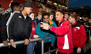 Young Fans Mingle with Frank Fielding and Zak Vyner of Bristol City during Bristol City vs Norwich City Match
