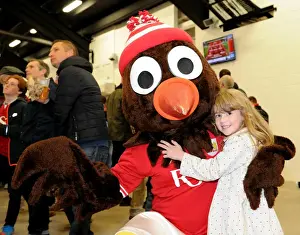 Bristol City V Nottingham Forest Prints: Young Supporter Shares Excitement with Scrumpy at Bristol City vs